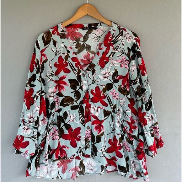 5 for $45 Zara Floral Top Blouse Shirt Size M - Picture 2 of 6